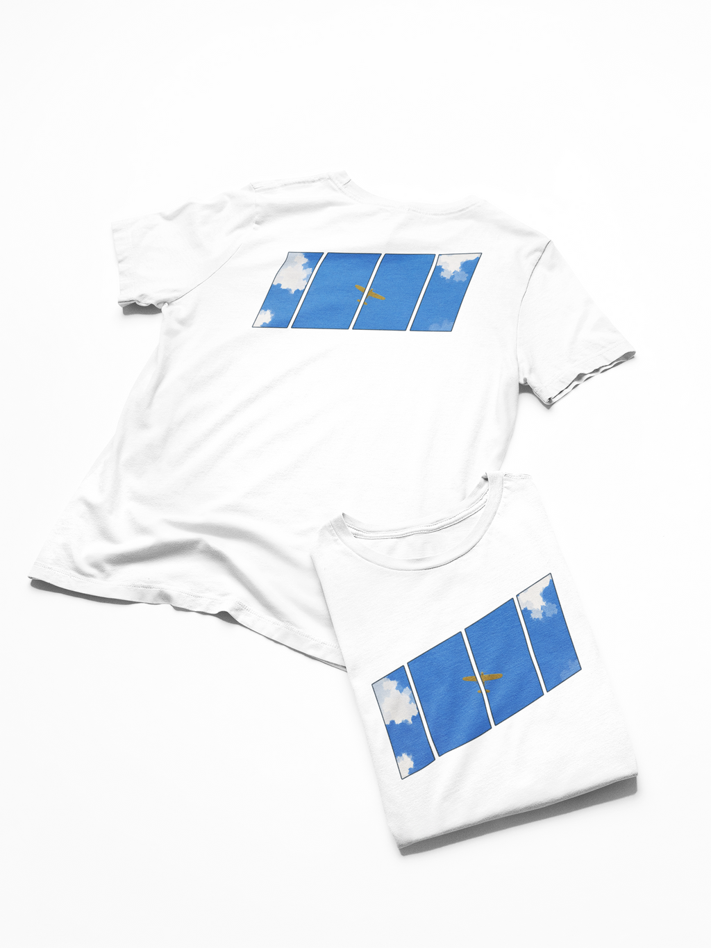 "Sky Wonderer" Tee — Minimal Blue Airplane Graphic Tee